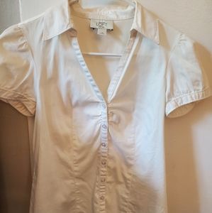 Loft short sleeve white button-up